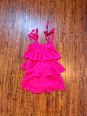 Boutique Vibrant Hot Pink Ruffle Dress